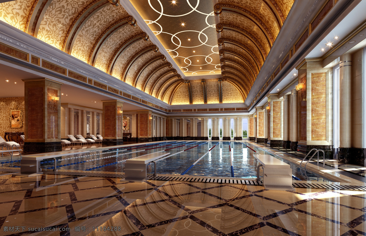 室内游泳池 渲染 3dsmax cg 室内 装潢 工装 家装 室内设计 建筑 酒店 渲染图 环境设计