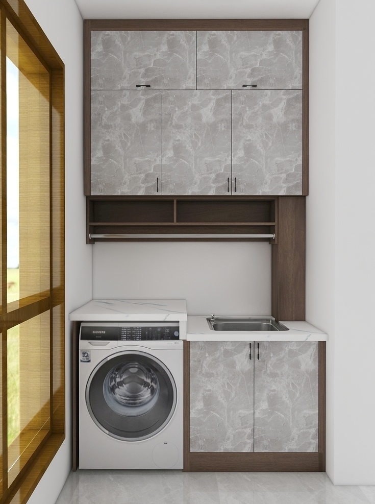 洗衣机柜 衣柜 现代 岩板 轻奢 平开门 3d设计 3d作品