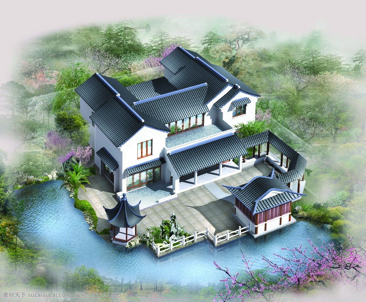 中国 古典 建筑 鸟瞰 中国古典建筑 鸟瞰图 园林景观 园艺设计 建筑设计 3d 效果图 环境家居