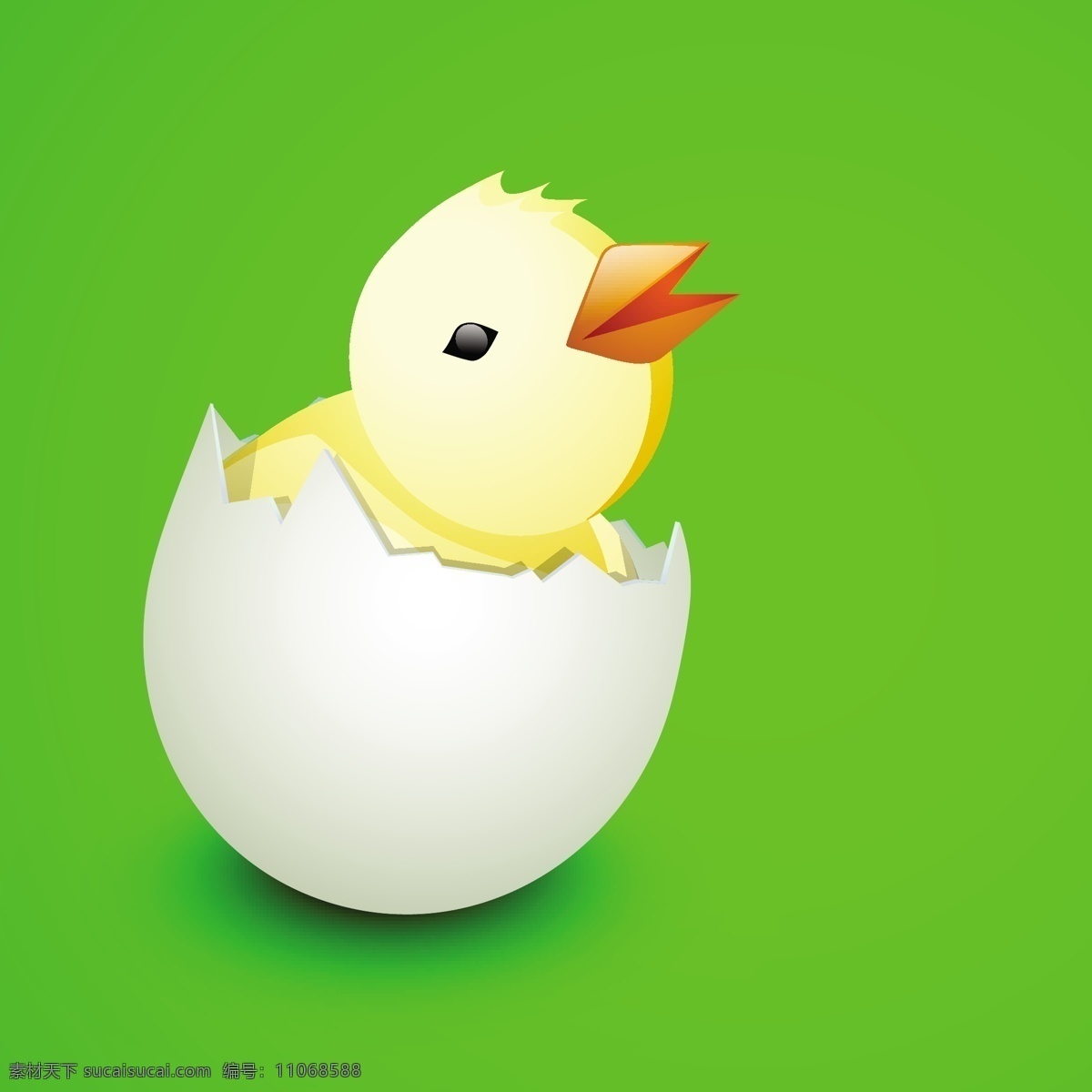 复活节 快乐 背景 卡 可爱 小鸡 蛋 光泽 绿色 矢量图 日常生活
