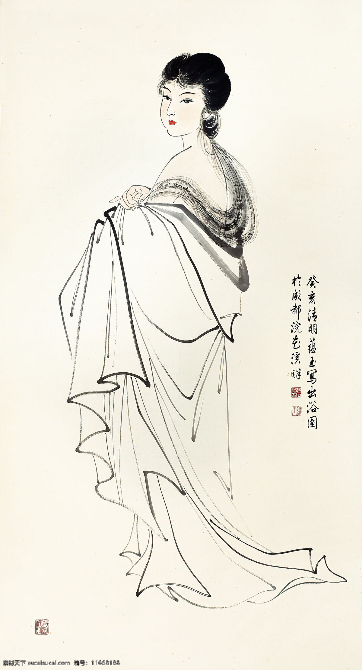 仕女 白描 古画 传统画 中国画 白描人物 女子 白描女子 国画 工笔画 绘画图文 文化艺术 绘画书法