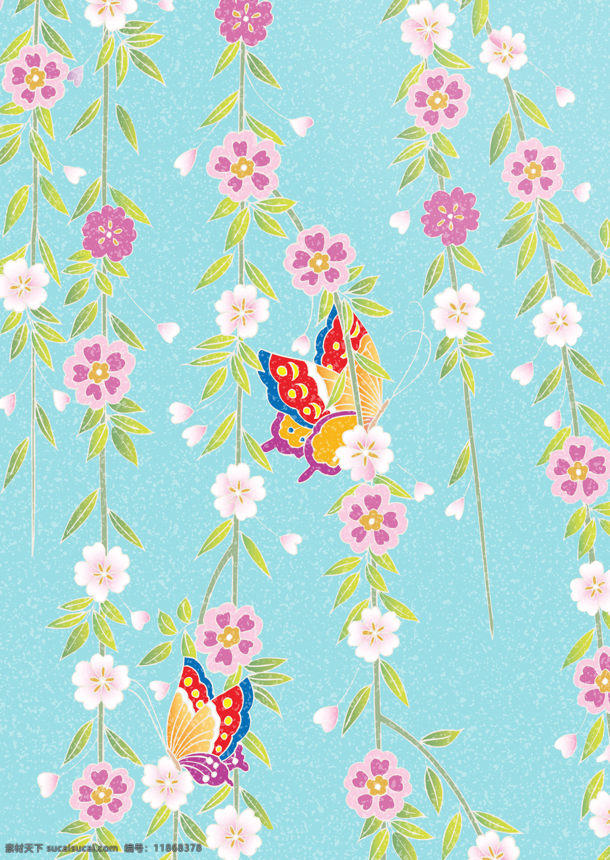 日式和风背景 日式 和风 背景 底纹 花朵 素雅 蝴蝶 背景底纹 底纹边框