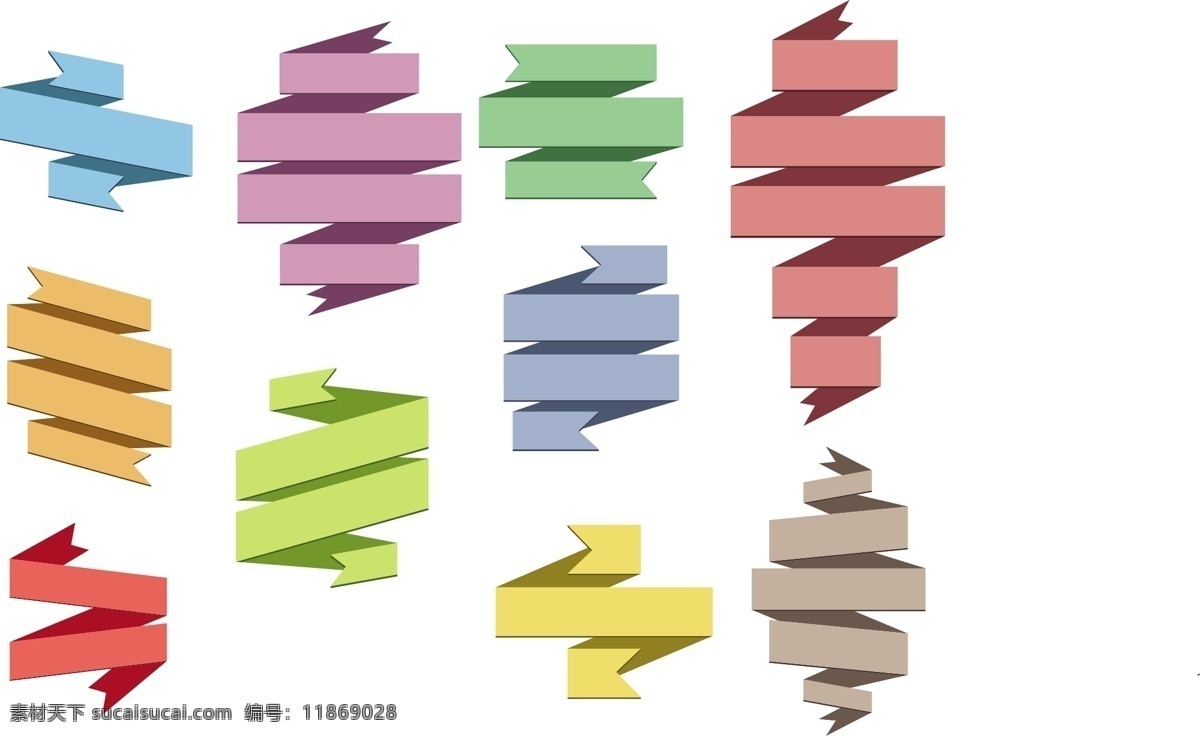 彩色 折纸 丝带 矢量 彩色丝带 折角丝带 矢量图 其他矢量图