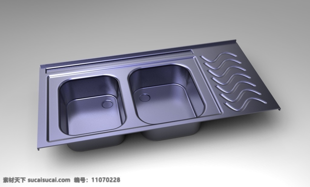 水槽 钣金 金属 纸张 厨房的水槽 3d模型素材 电器模型