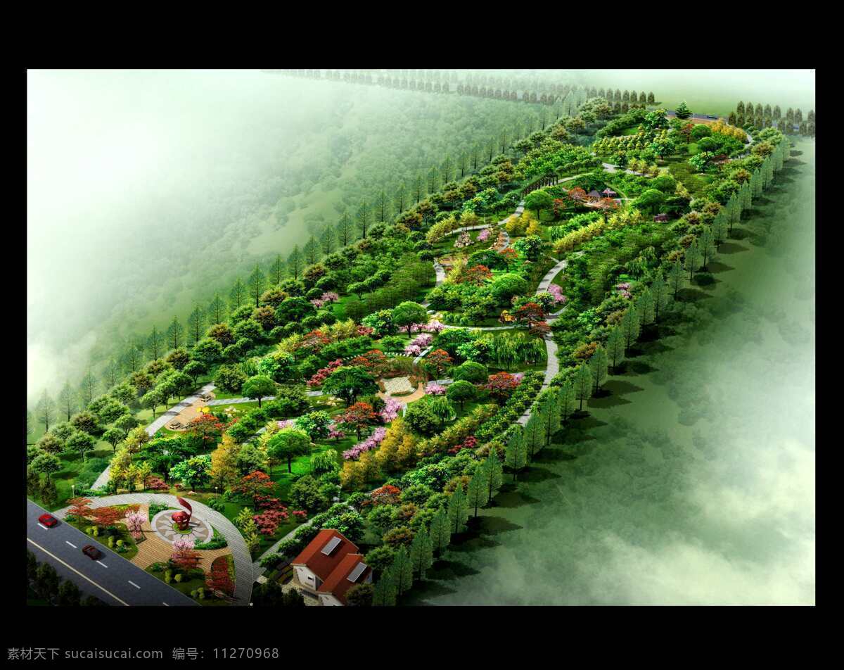 城市 绿地 鸟瞰图 景观 绿化 效果图 园林 环境设计 景观设计