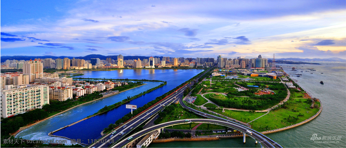 厦门风景 云 公路 建筑 蓝天 内湾 风景名胜 自然景观