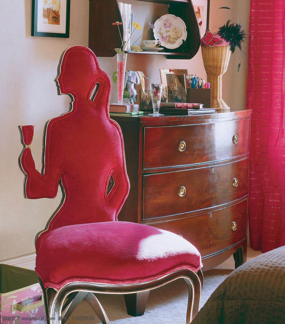 现代 风 室内设计 卧室 效果图 床 家具 人形椅子 室内背景 收纳柜 现代风 装饰画