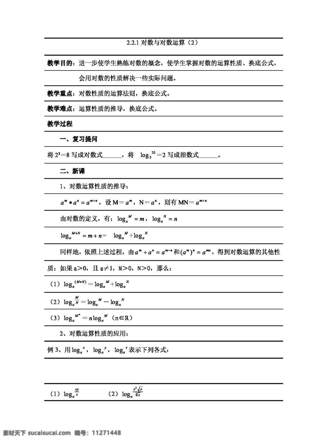 数学 人教 新 课 标 a 版 对数 运 算学 案 必修 必修1 学案