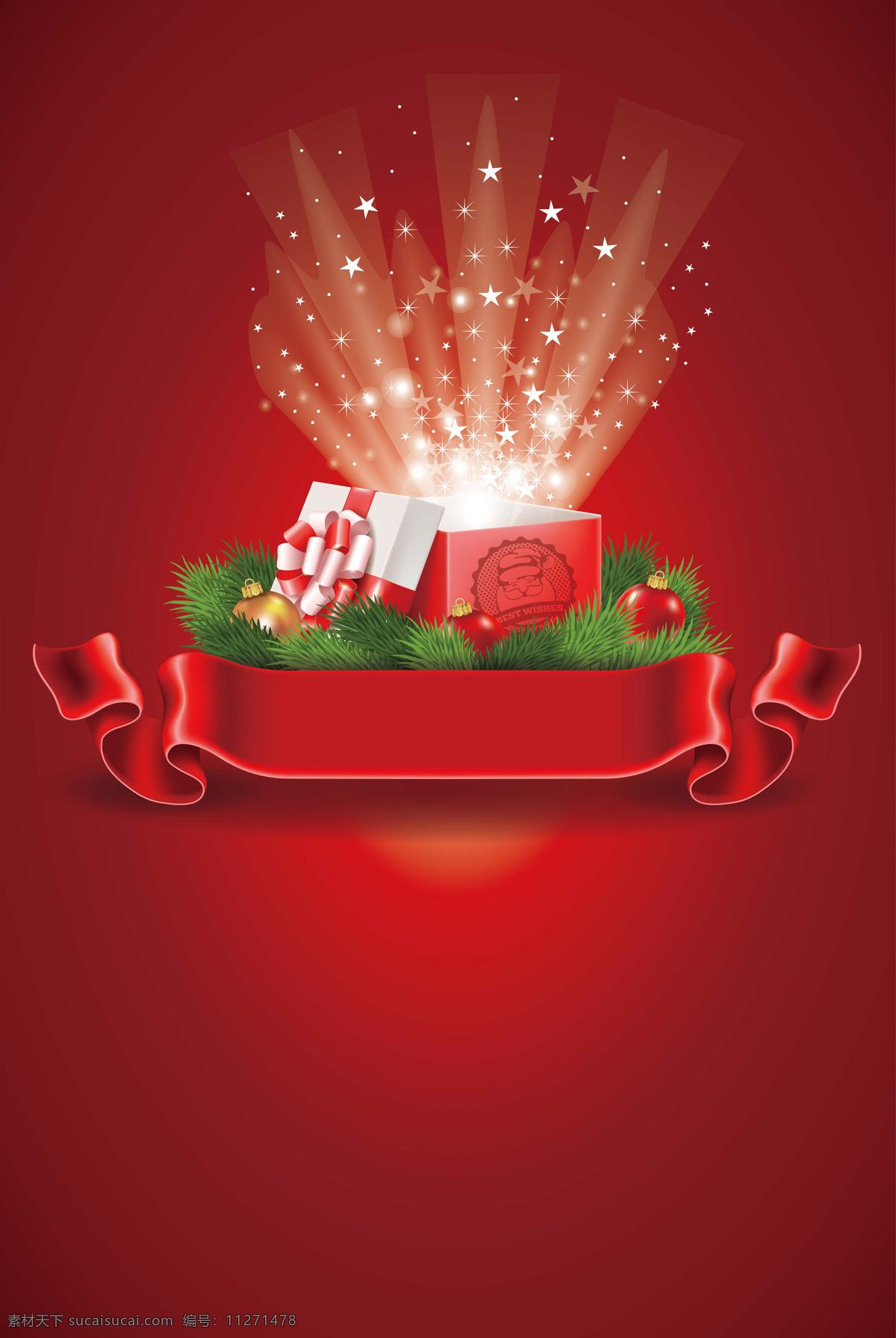 红色 喜庆 圣诞 礼物 背景 彩球 光斑 礼盒 圣诞节 圣诞礼物 树木 丝带
