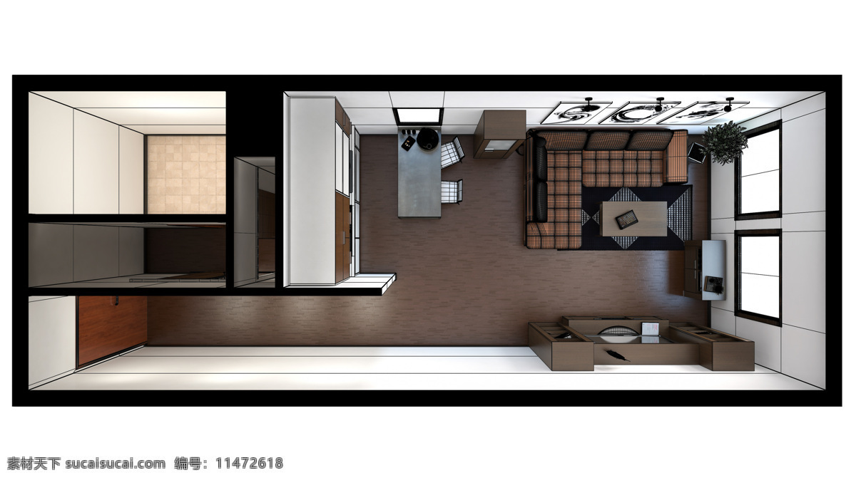 小 户型 3d 格局 设计图 格局图 客厅 室内设计 效果图 小户型 环境家居 白色