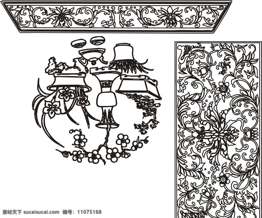 镂空雕花 古典 木雕 花样 密度板 pvc板 雕花 图案 花纹 花纹花边 底纹边框 矢量