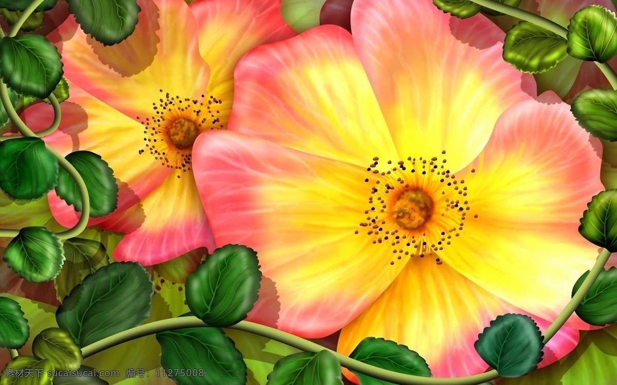 花 手绘 插图 手绘插图 设计素材 花草图案 植物插图 书画美术 黄色