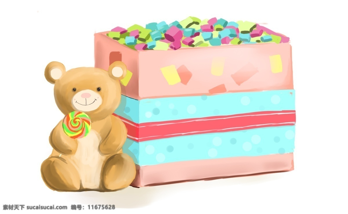 手绘 儿童节 装饰 零食 礼盒 盒子 糖果 棒棒糖 小熊 熊玩偶 布娃娃 娃娃 61 六一 小孩子 礼物 生日礼物