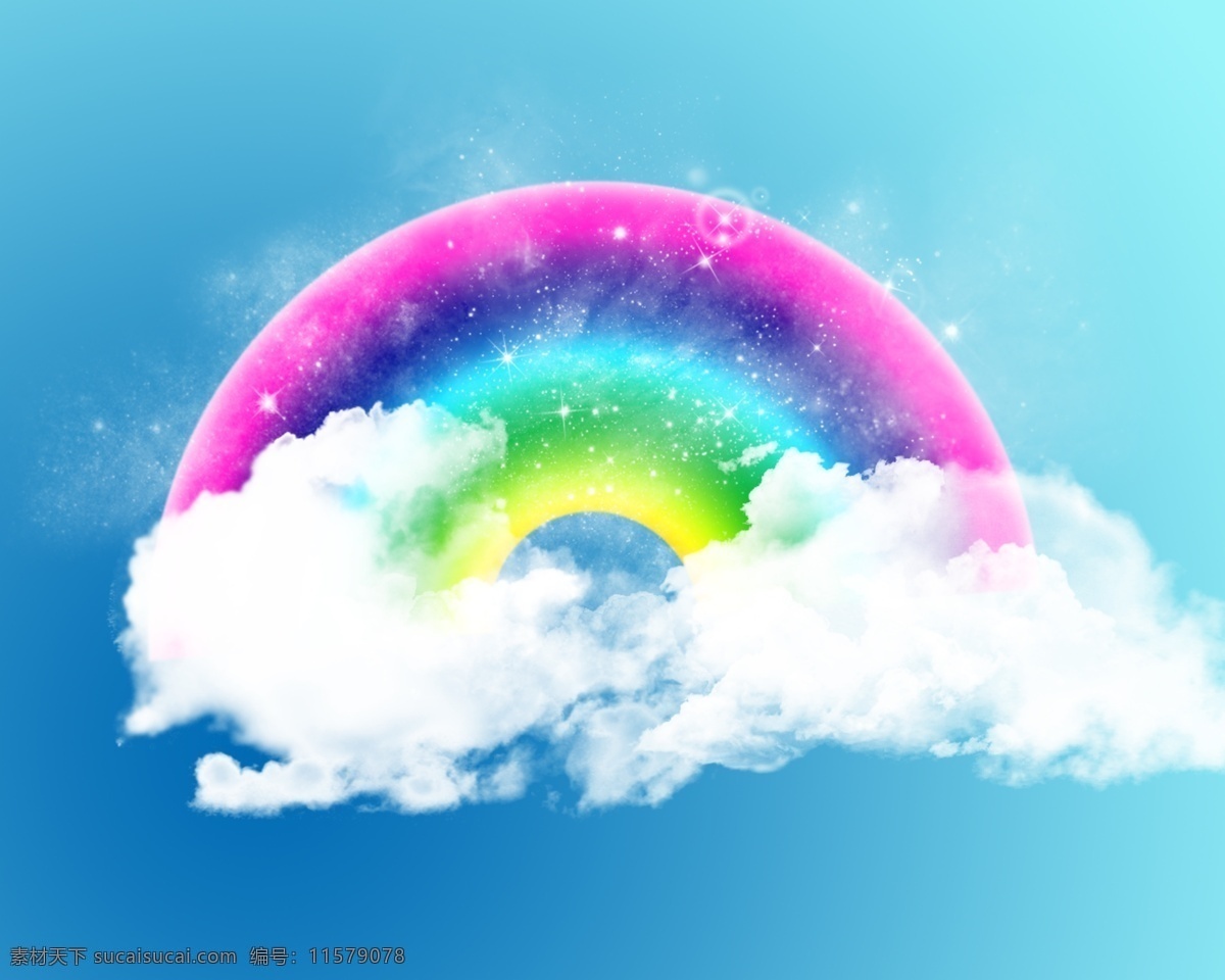 可爱 彩虹 云朵 壁纸 分层 ps 天空 psd源文件
