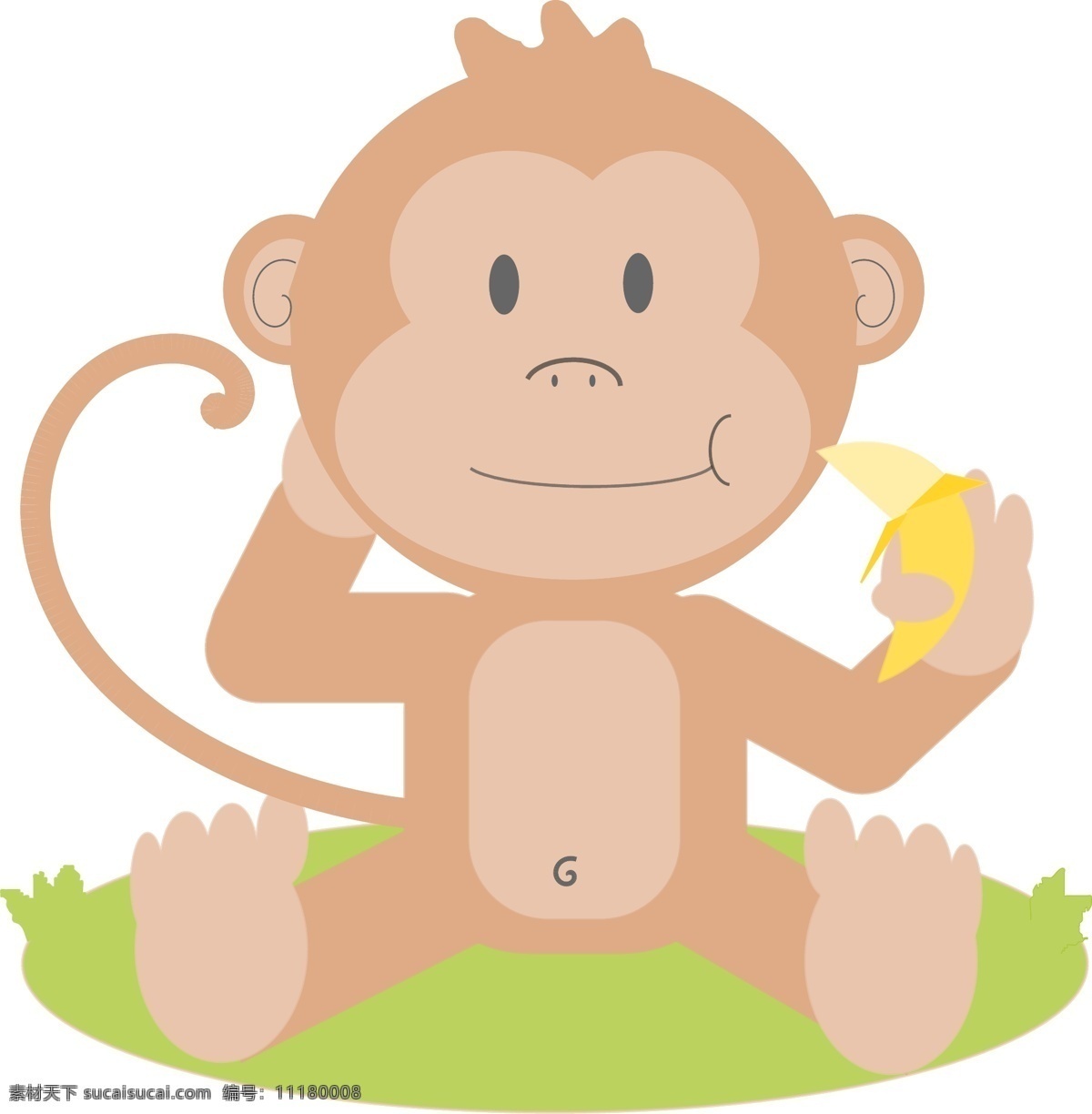 可爱卡通 卡通动物 卡通猴子 猴子矢量图 猴子素材 猴子吃香蕉 动物矢量 生物世界 野生动物