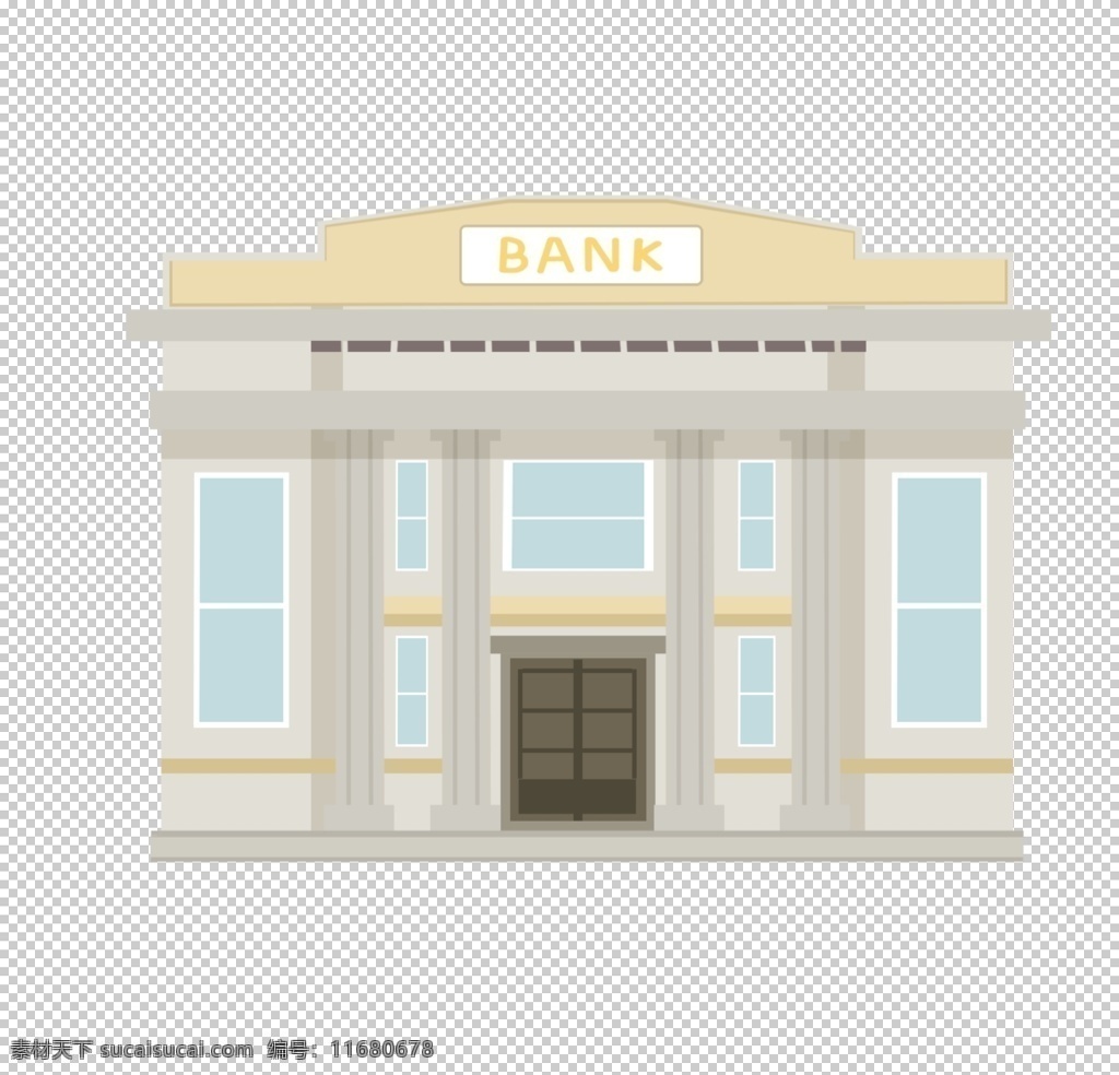 银行 房子 卡通 矢量 插画 免扣素材 设计素材 装饰元素 矢量素材 透明素材