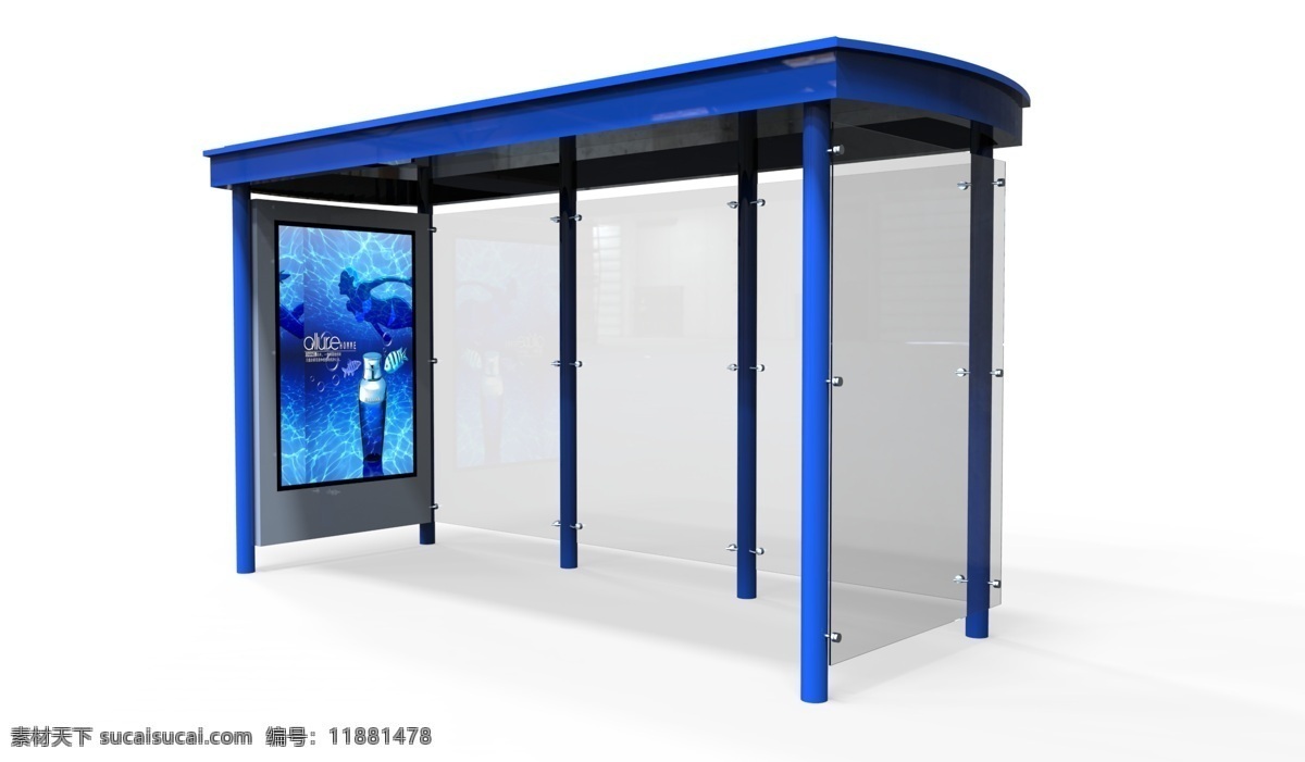 围护 式 候车亭 3d设计 城市交通 灯箱 广告 市政 公交站台 3d模型素材 其他3d模型