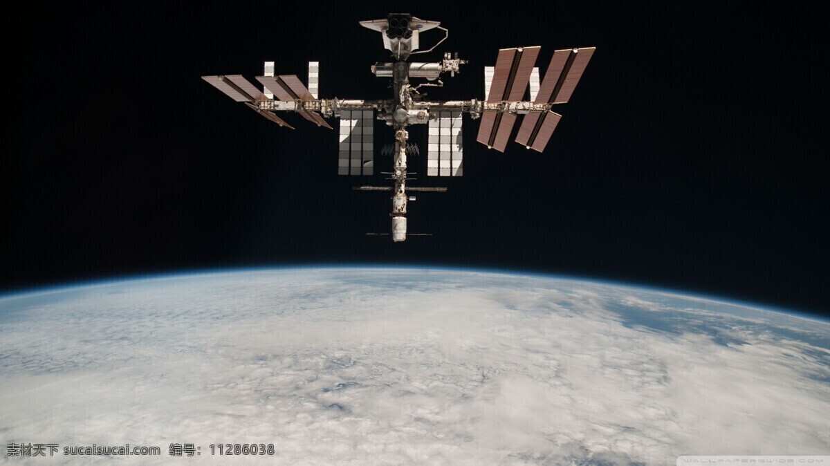 太空 中 空间站 背景 地球 桌面 背景图片