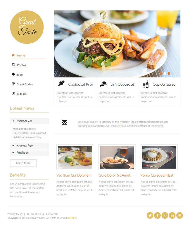 白色 简洁 美食 博客 网页素材 汉堡 htmljs