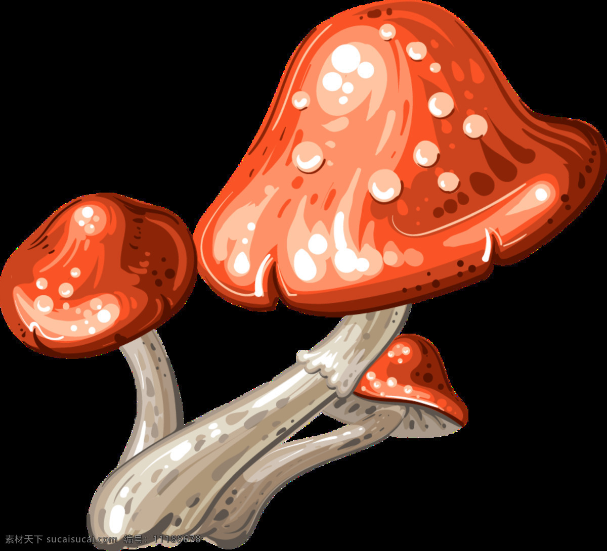 手绘 抽象 蘑菇 元素 红色 免扣 透明