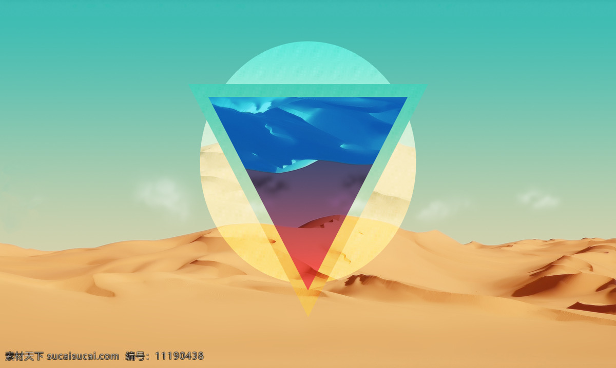 梦幻 沙漠 三角 背景 彩色 渐变 几何 圆形 海报 广告背景