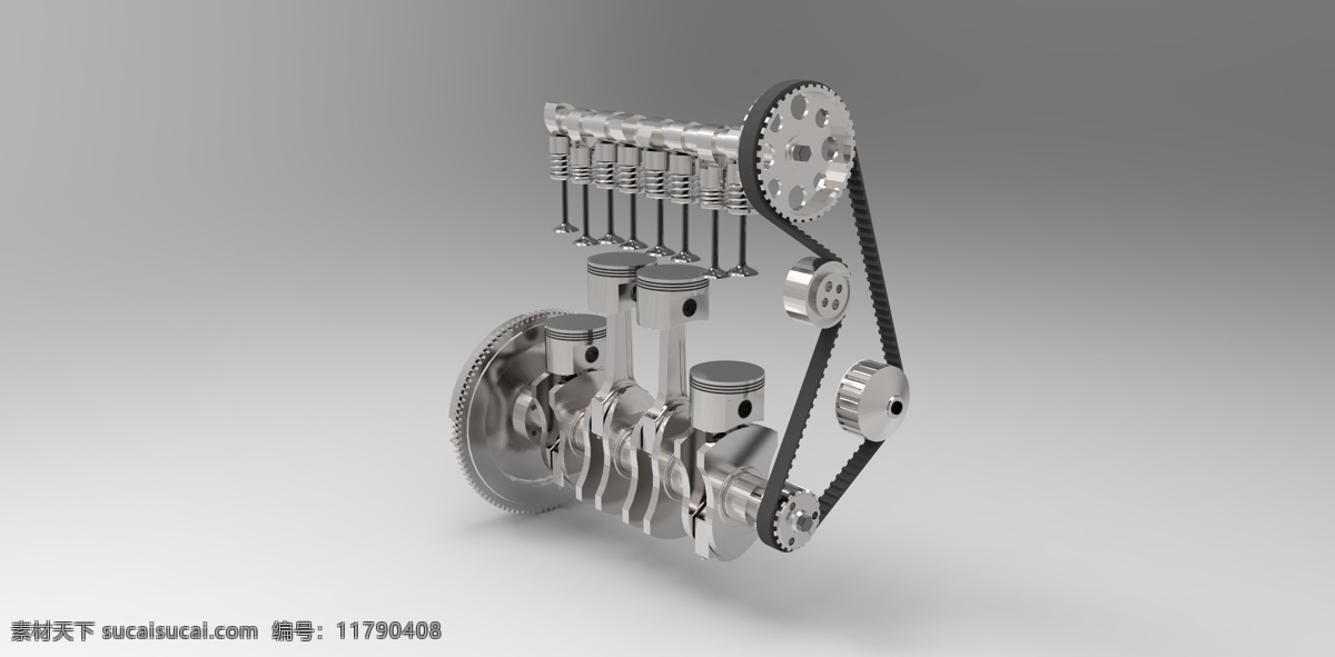 曲柄 活塞 系统 发动机 曲轴 电动机 3d模型素材 其他3d模型