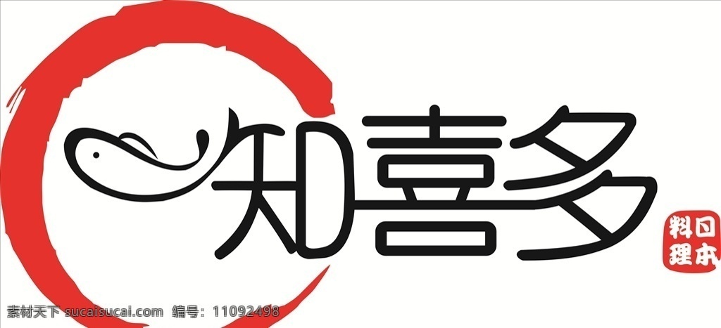 知喜多标志 日本料理 鱼 寿司 三文鱼 logo设计