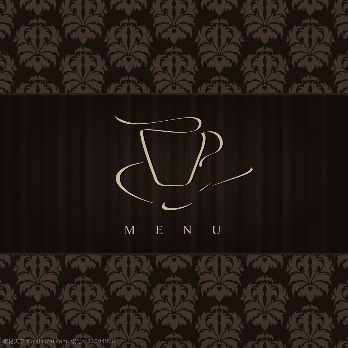 咖啡厅 菜单 封面设计 美食 餐厅 餐厅形象设计 餐厅菜单 简约时尚 咖啡 复古花纹 菜单菜谱 矢量素材 黑色