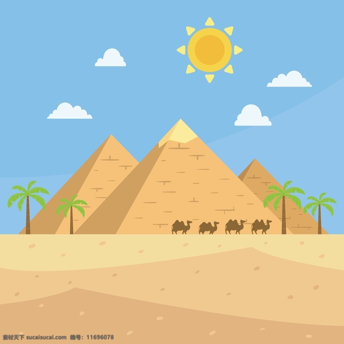 金字塔与骆驼 旅行 动物 太阳 景观 平面 建筑 平面设计 非洲 旅游 沙漠 埃及 历史 文化 砂 金字塔 阿拉伯 骆驼 古董 自然景观 人文景观