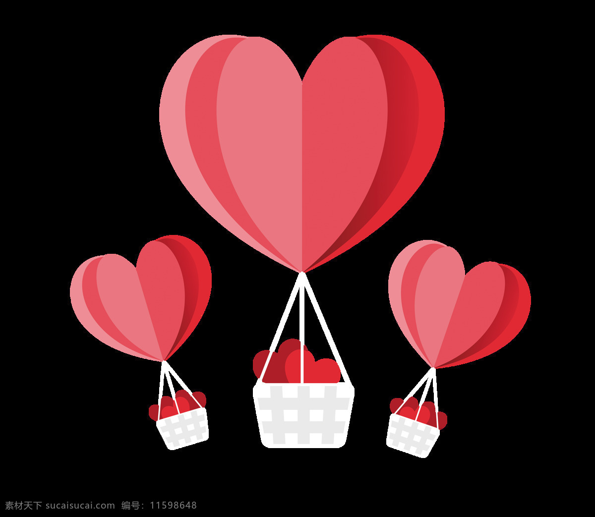 手绘 卡通 红色 气球 装饰 爱心 心形 情人节 质感