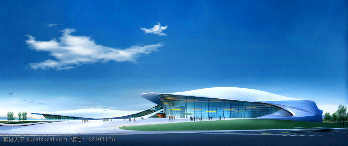 广州 亚运会 场馆 综合 体育馆 侧面 白云 蓝天 亚运会场馆 水