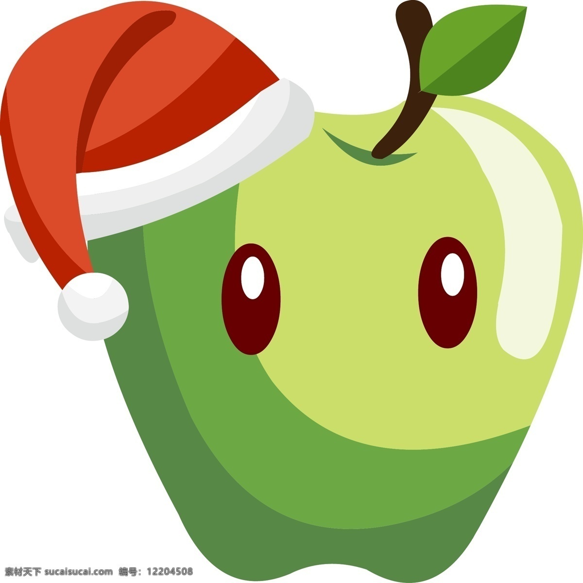 平安夜 手绘 卡通 戴 圣诞 帽 苹果 圣诞节 圣诞帽 卡通苹果 水果 手绘苹果 卡通平安果