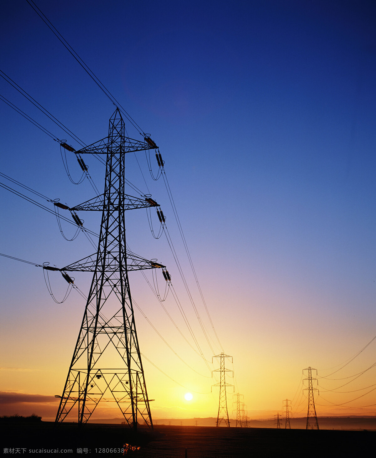 电缆 发电 电源 能源 发电站 能源电缆 黄昏 工业生产 现代科技