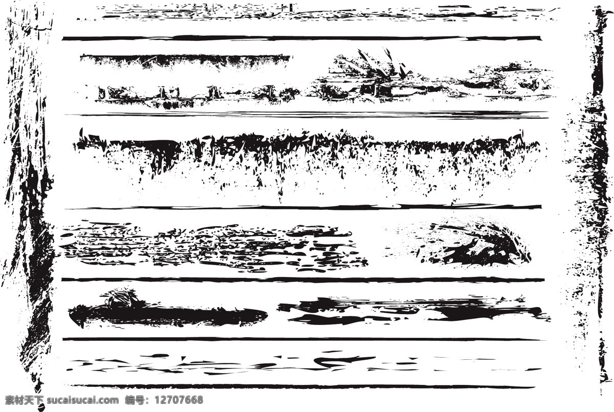 黑色 白色 元素 矢量 系列 痕迹 纹理 肮脏的 矢量图
