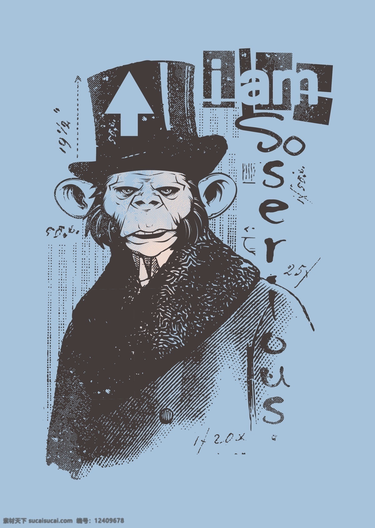 猩猩 动物肖像 t恤图案 时尚插画 时尚背景 时尚底纹 矢量 背景底纹 生物世界 野生动物