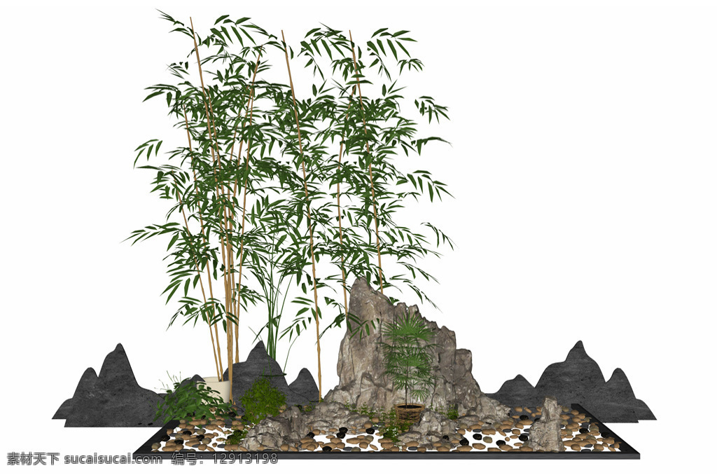 园林 假山 su 模型 园林模型 假山模型 中式园林 中式假山模型