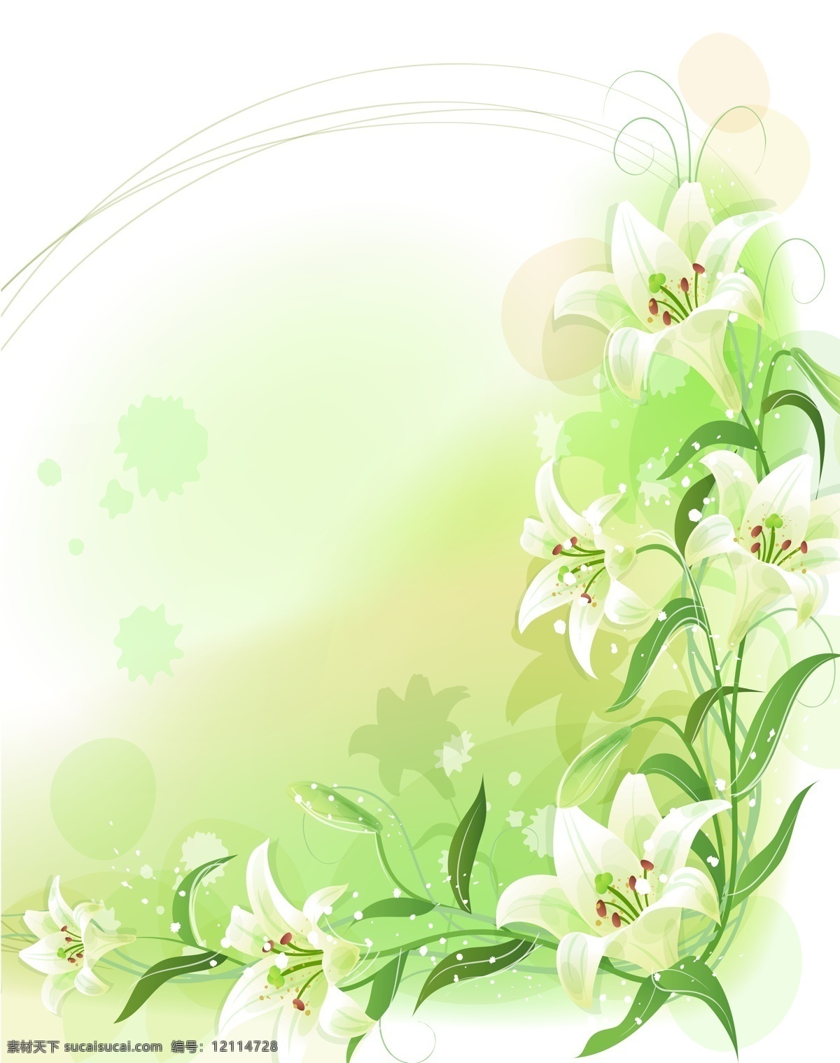 清新 花朵 室内 移门 创意 画 移门画 白色 绿色 效果图