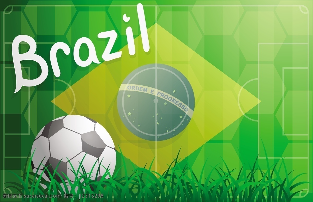 巴西 国旗 足球 模板下载 巴西国旗 世界杯 足球比赛 球赛 草地 球场 体育运动 生活百科 矢量素材 绿色