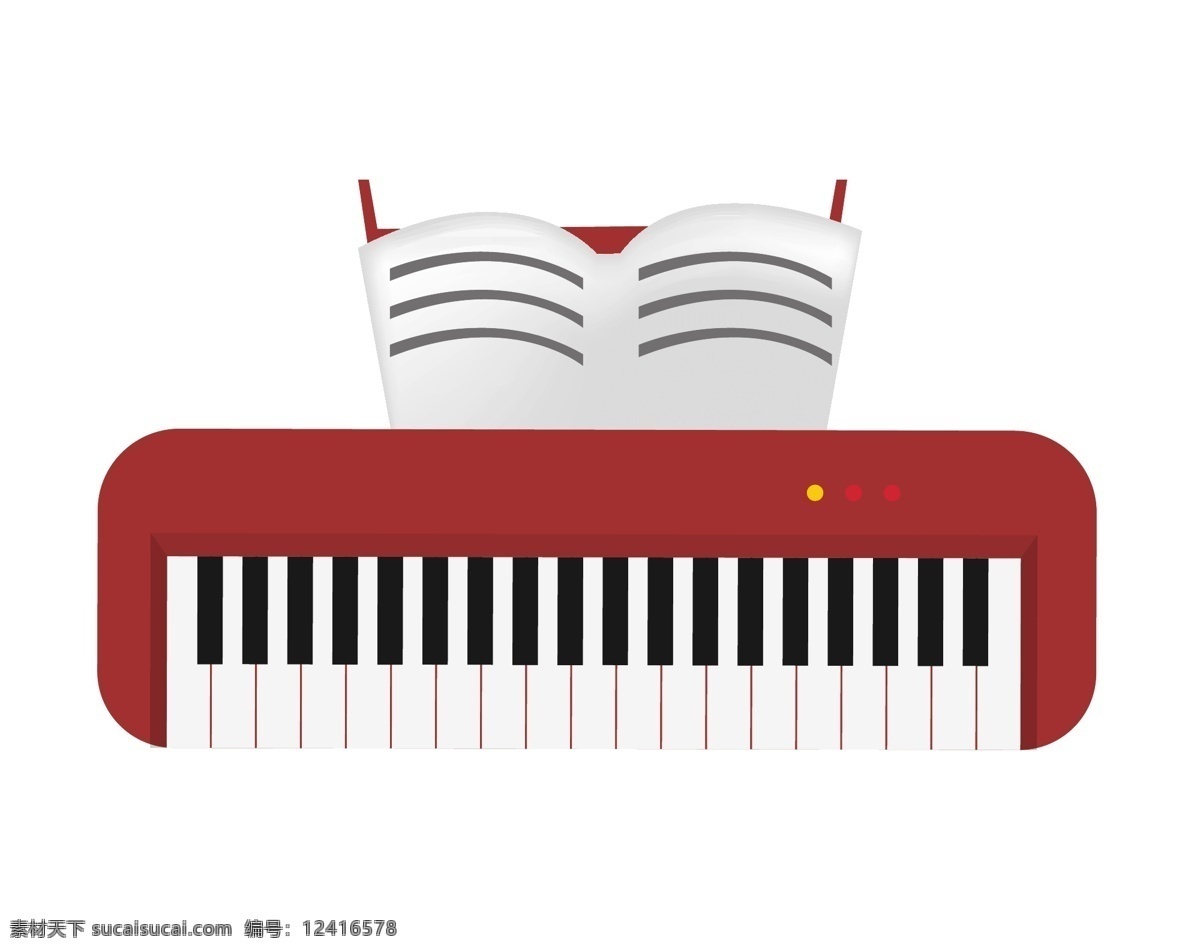 红色 电子 钢琴 插画 红色的钢琴 卡通插画 钢琴插画 音乐插画 表演钢琴 演奏钢琴 白色的琴键