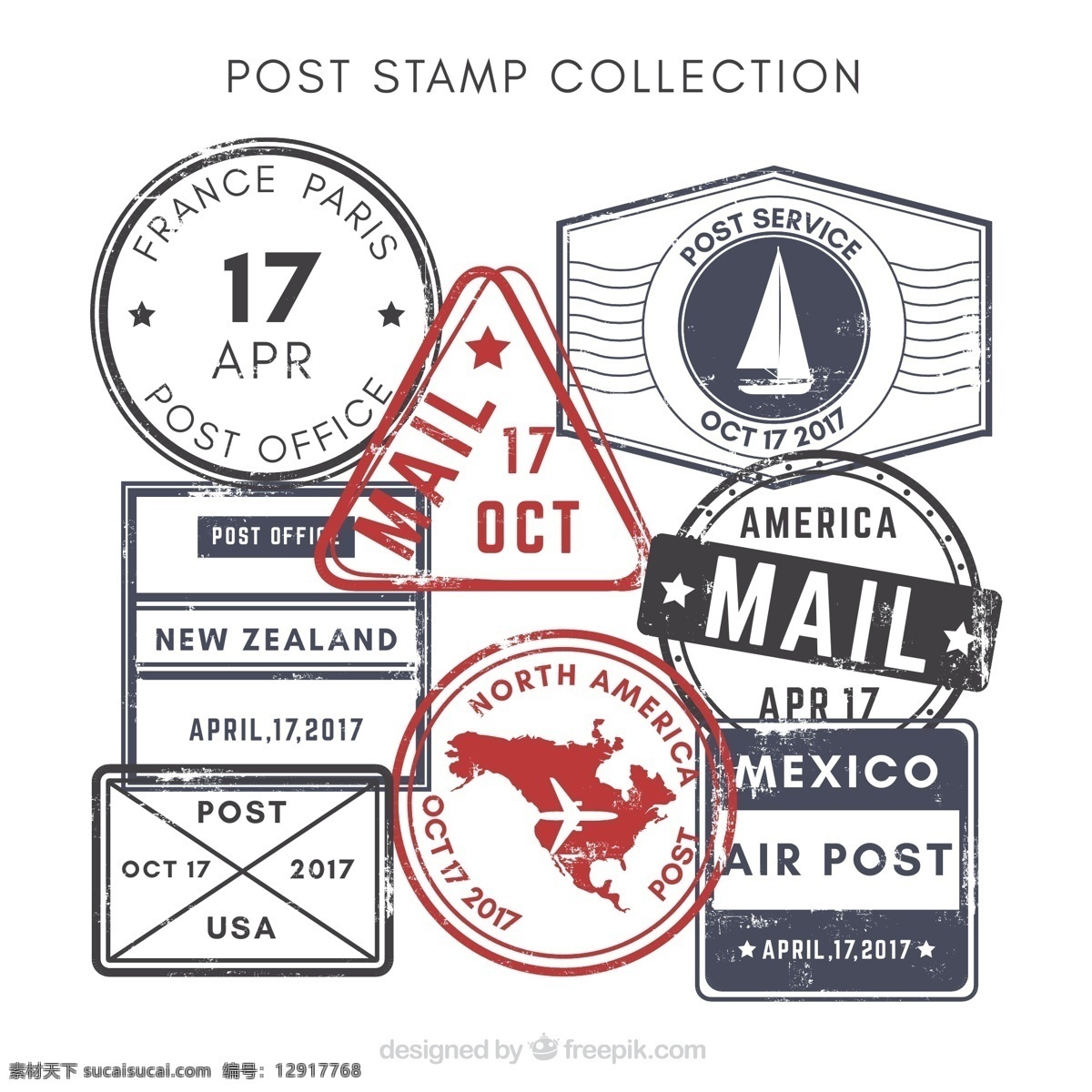 款 复古 邮戳 矢量 邮寄 旅行 复古邮戳设计 邮戳设计 标志图标 公共标识标志