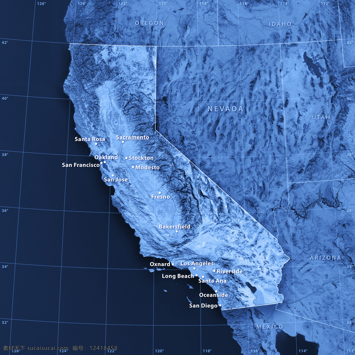 加尼 福利 亚 地图 美国地图 加尼福利亚州 3d渲染地图 蓝色地图 其他类别 地图图片 生活百科