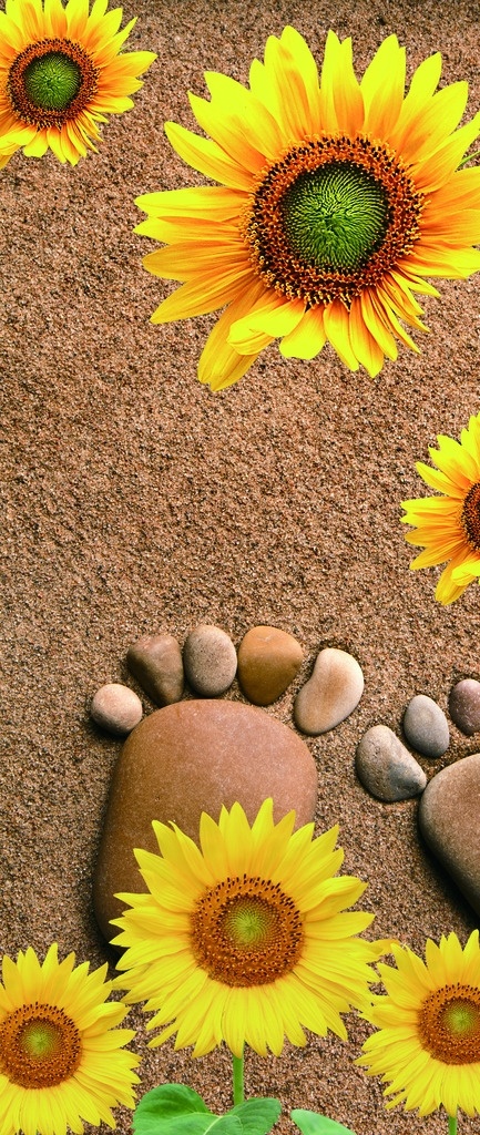 立体沙滩脚印 立体 沙滩 脚印 向日葵 黄色 分层