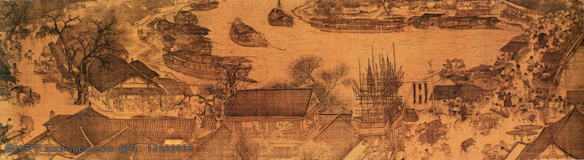 山水 名画 书画 清明上河图 三 部分 古画 山水画 书画真迹 中国水墨画 节日素材 清明节