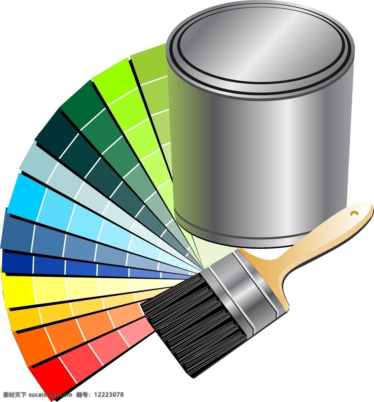 实物 油漆桶 刷子 色卡 元素 色彩 质感 矢量元素 色调卡 光泽 ai元素