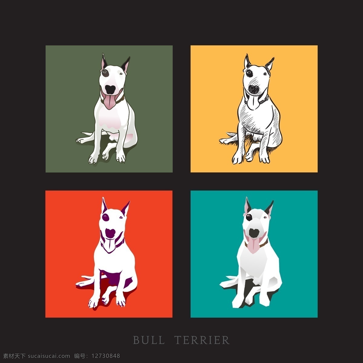 波普艺术的狗 狗 人物 卡通 动物 艺术 色彩 流行艺术 绘画 流行 风格 斗牛犬