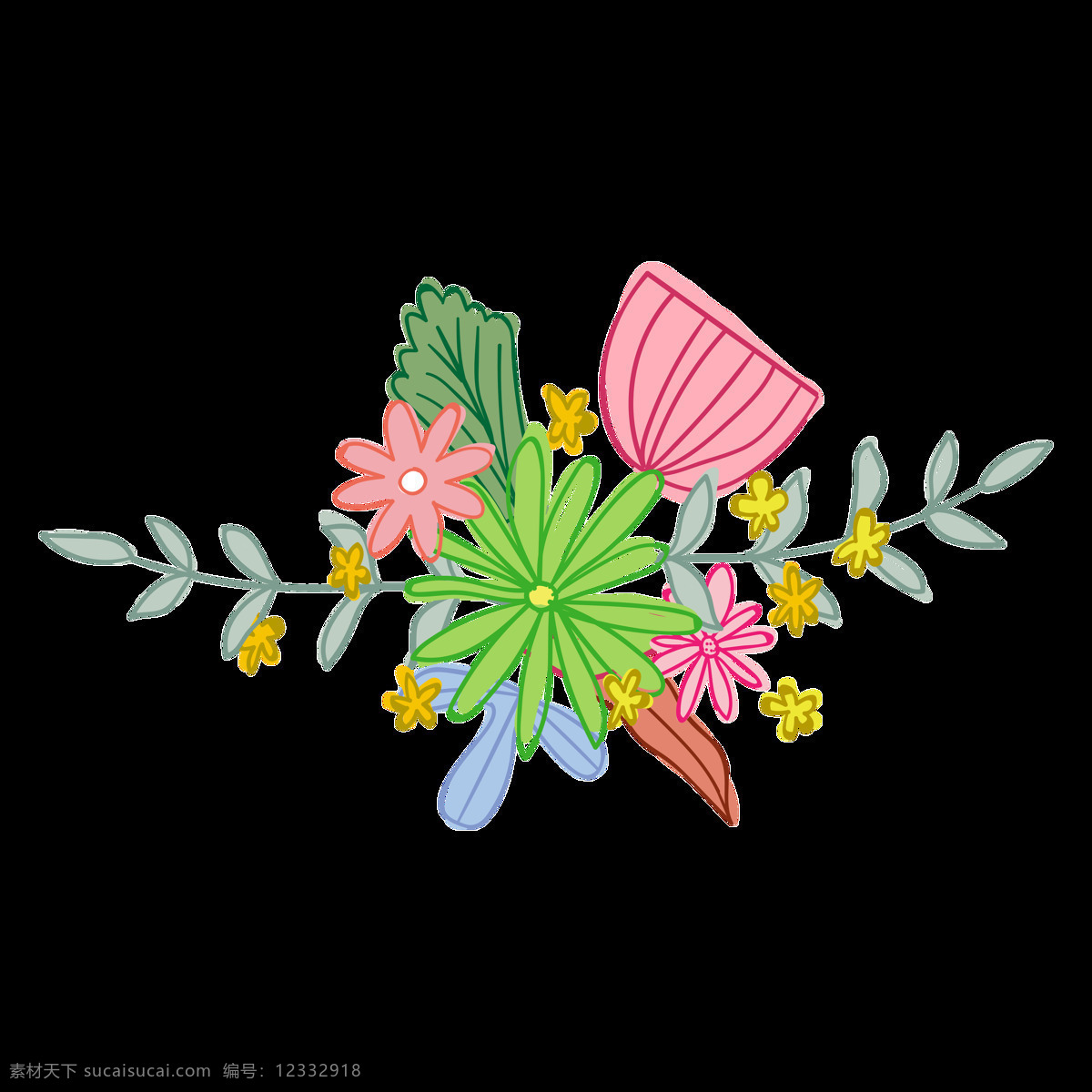 茂盛 植物 花卉 透明 装饰 海报设计装饰 卡通 免扣 设计素材 水彩 淘宝素材 透明素材 装饰图案