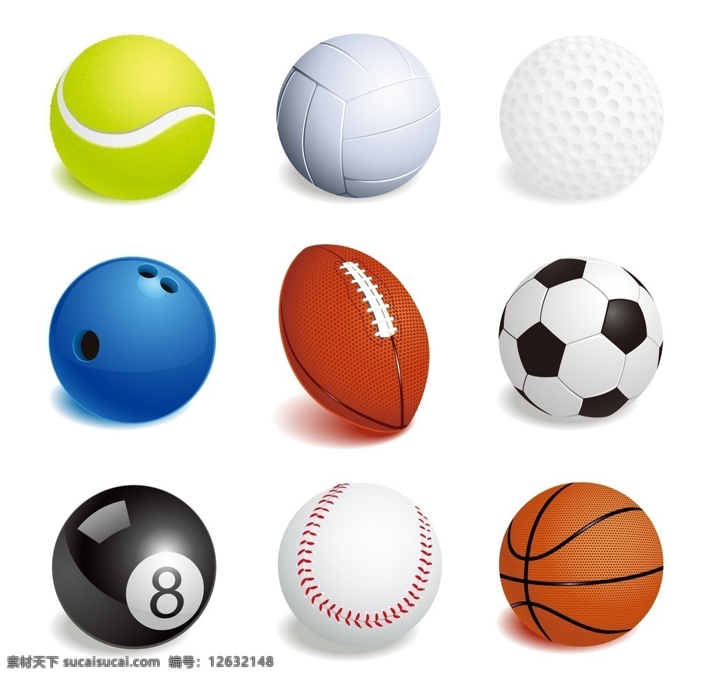 高清 矢量 球类 蓝球 足球 美式足球 保龄球 高尔夫球 台球 垒球排球 圆 球素材 球 矢量图 球类设计 生活百科 体育用品