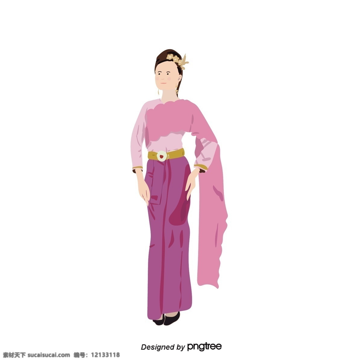 婚纱 女士 很 久 以前 粉红色 围裙 这件 衣服 发带 系列 泰国 长 过去 黄金 布