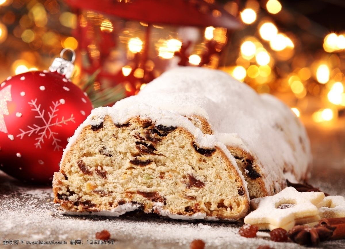 圣诞 彩球 面包 圣诞彩球 光斑 饼干 圣诞食物 节日食物 外国美食 餐饮美食