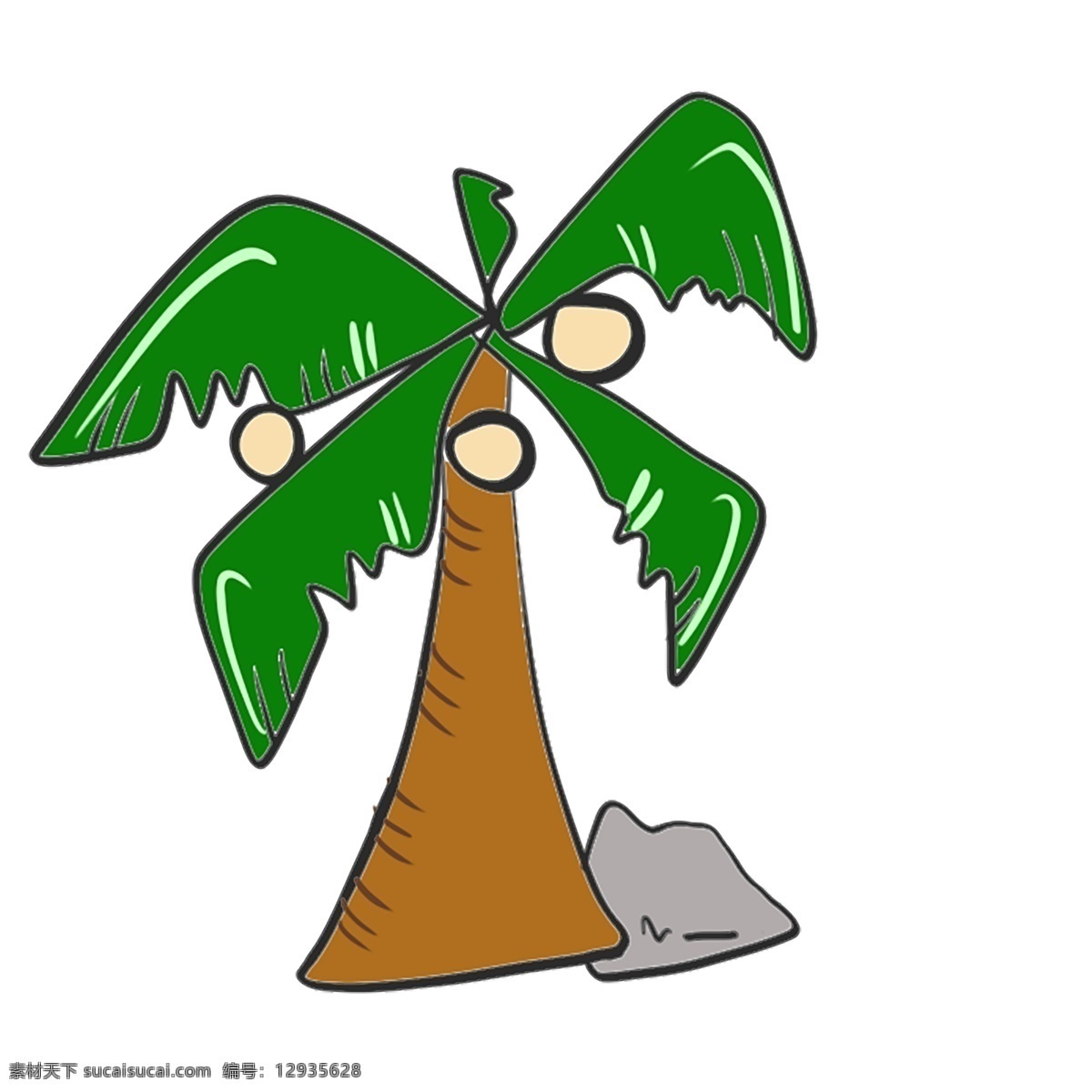 绿色 卡通 椰子树 植物